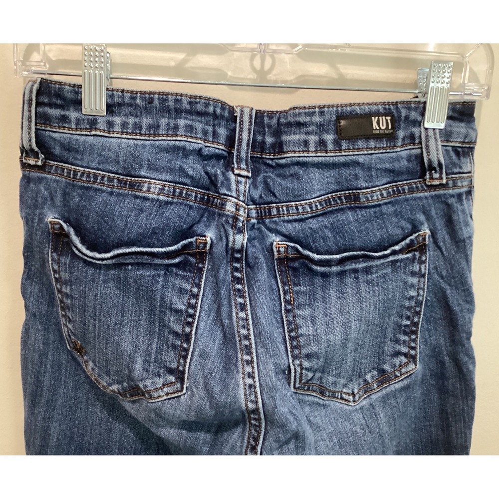 Kut from the Kloth Mia HighRise Skinny Jeans Dark Wash Raw Hem Size 00 KP0995MA2 - Picture 4 of 6